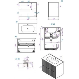 Тумба под раковину La Fenice Terra FNC-01-TER-G-80-2 Серо-зеленая 80 см